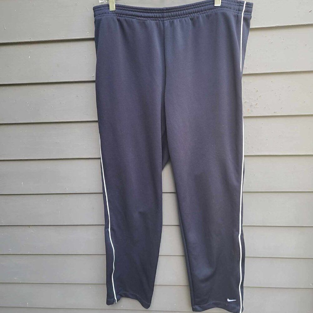 Nike Navy with White Stripe Drawstring Workout Pants size Large